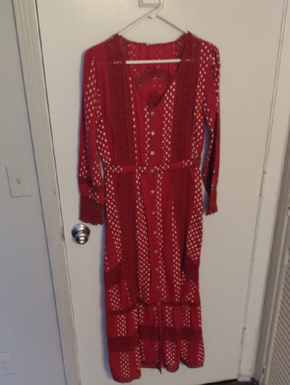 Loveshackfancy Desert Victorian Red Ikat Maxi Dress Size 2